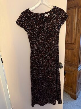 BB Dakota Black Maxi Dress with Pink Spot Print